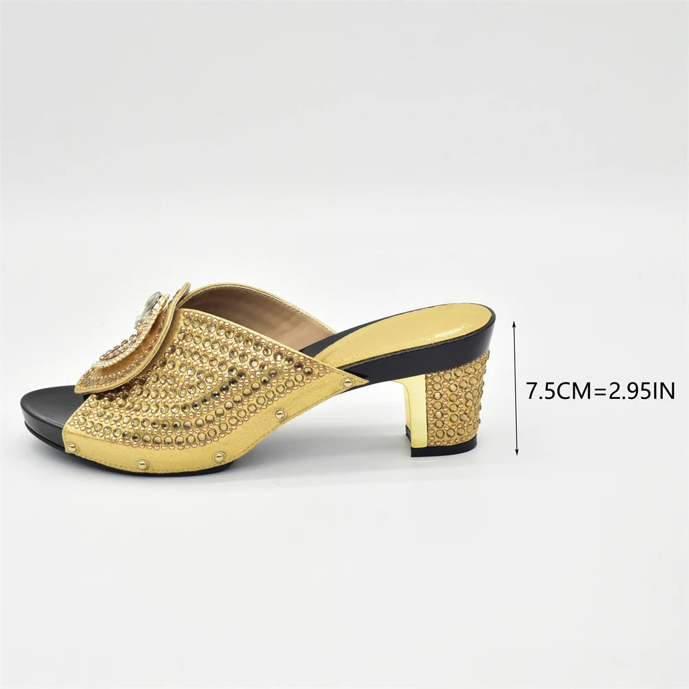Italian Ladies Shoes and Bags To Match Set Decorated with Rhinestone Plus Size Shoes Women Heel Women Shoes and Bag Set In Italy