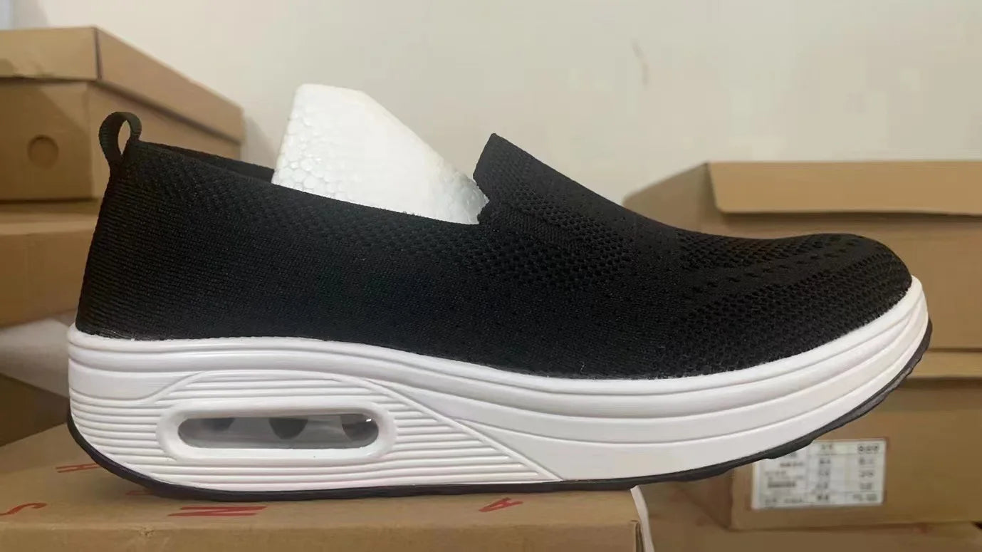 Increase Women Shoes Wedges Platform Ladies Sneakers Air Cushion Mesh Up Stretch Sneakers Low-Top Running Shoes for Women