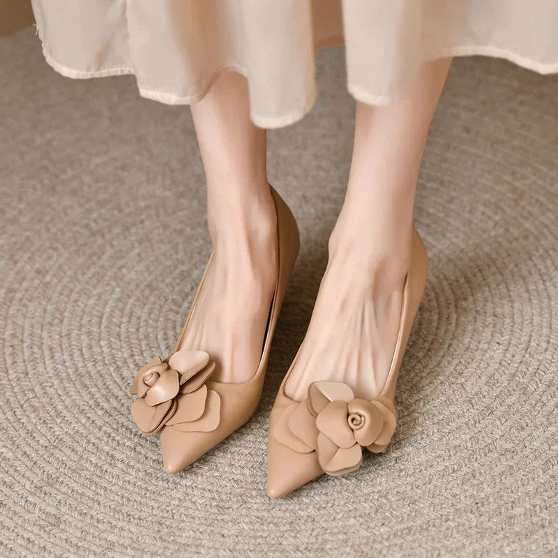 Sexy Luxury Women's Pumps Bow 2025New Fashion Pointed Toe Dress Women Shoes Flowers Party Single Shoes Women High Heels