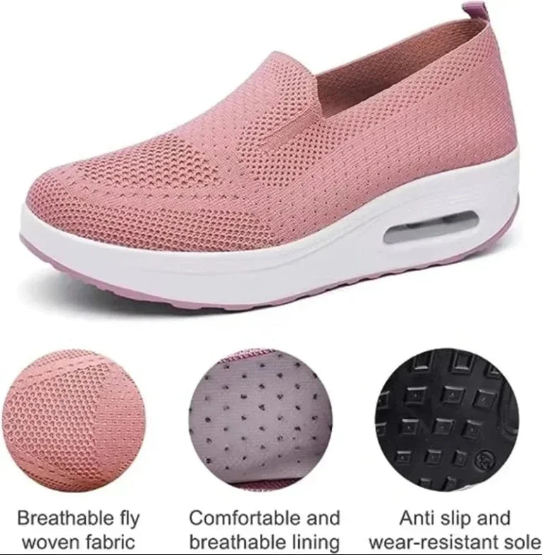 Increase Women Shoes Wedges Platform Ladies Sneakers Air Cushion Mesh Up Stretch Sneakers Low-Top Running Shoes for Women