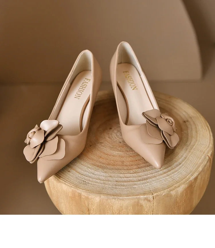 Sexy Luxury Women's Pumps Bow 2025New Fashion Pointed Toe Dress Women Shoes Flowers Party Single Shoes Women High Heels