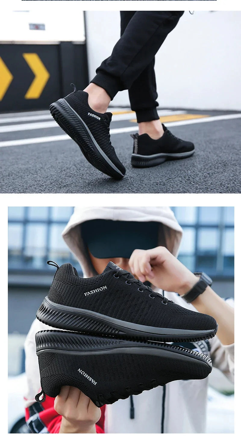 YRZL Sports Shoes for Men Shoes Sneakers Black Shoes Casual Men Knit Sneakers Breathable Athletic Running Walking Gym Shoes