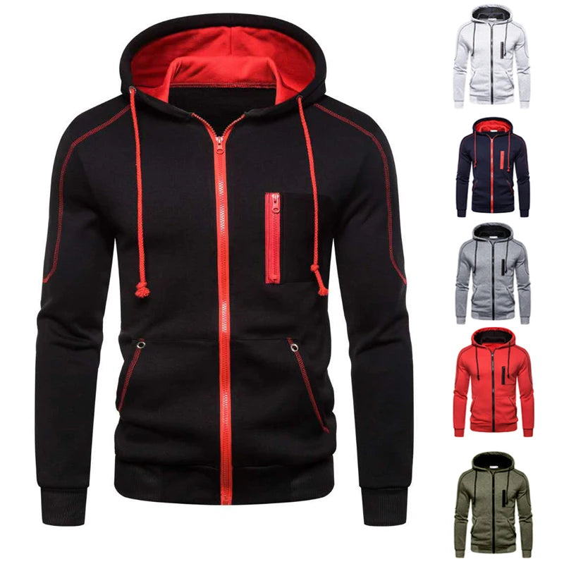 Men's Hoodie Black White Army Green Red Hooded Color Block Fleece Cool Casual Winter Clothing Apparel Hoodies Sweatshirts