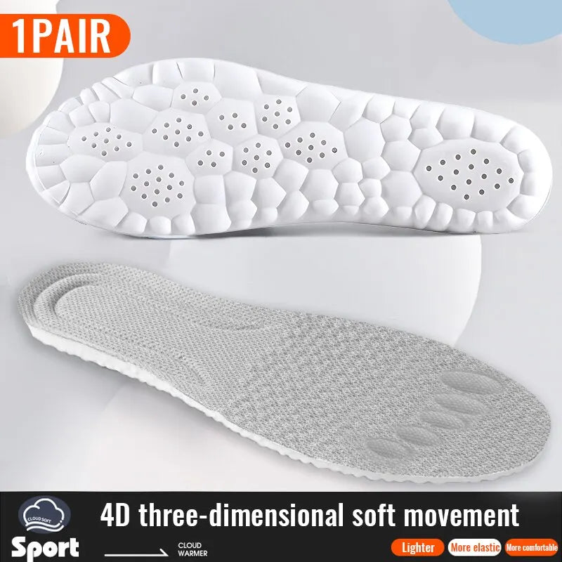 Sport Insoles for Shoes 4D Shock Absorption Deodorant Breathable Cushion Running Insoles for Feet Man Women