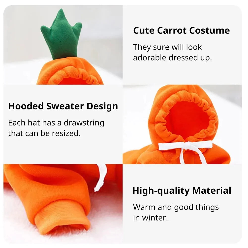 1pc New Dog Hoodie Clothes Cute Design Sweater Coat Carrot Shape Warm Fleece Outdoor Pet Outfit Outerwear for Dogs Puppy