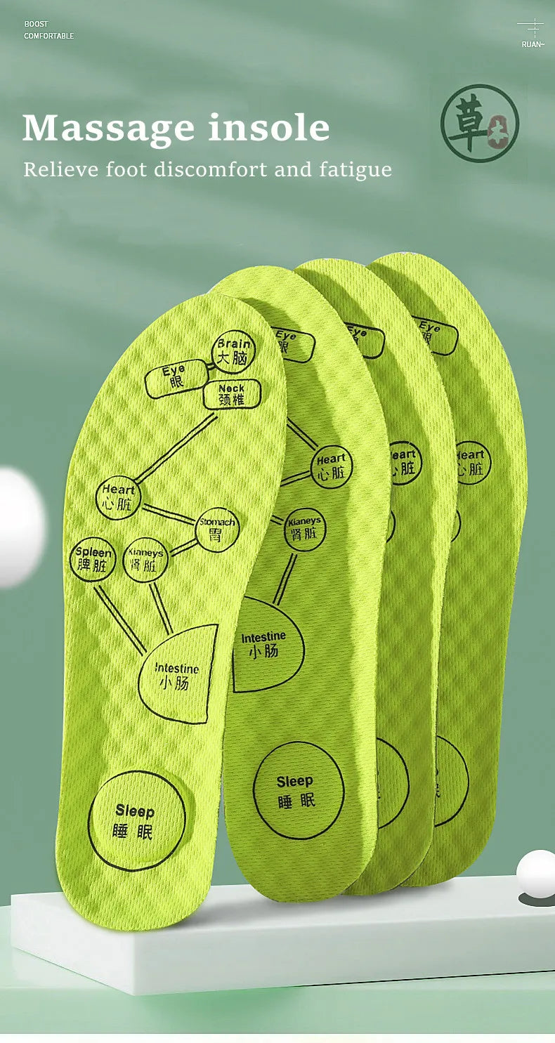 Foot Acupressure Insole Men Women Soft Breathable Sports Cushion Inserts Sweat-absorbing Deodorant Orthopedic Shoe Sole