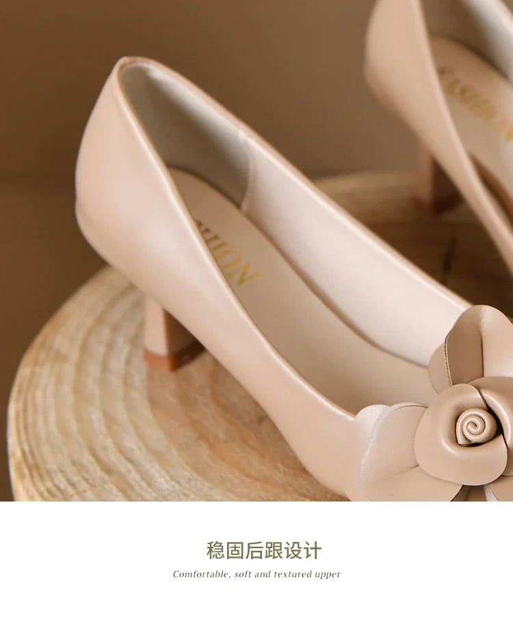 Sexy Luxury Women's Pumps Bow 2025New Fashion Pointed Toe Dress Women Shoes Flowers Party Single Shoes Women High Heels