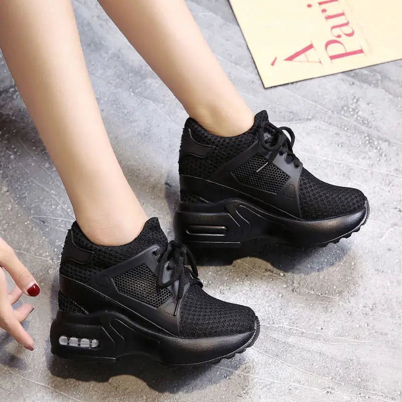 Fashion Women Sneakers Platform Shoes Wedge Women Shoes Breathable Net 9cm High Heel Ladies Walking Shoes Zapatillas De Mujer