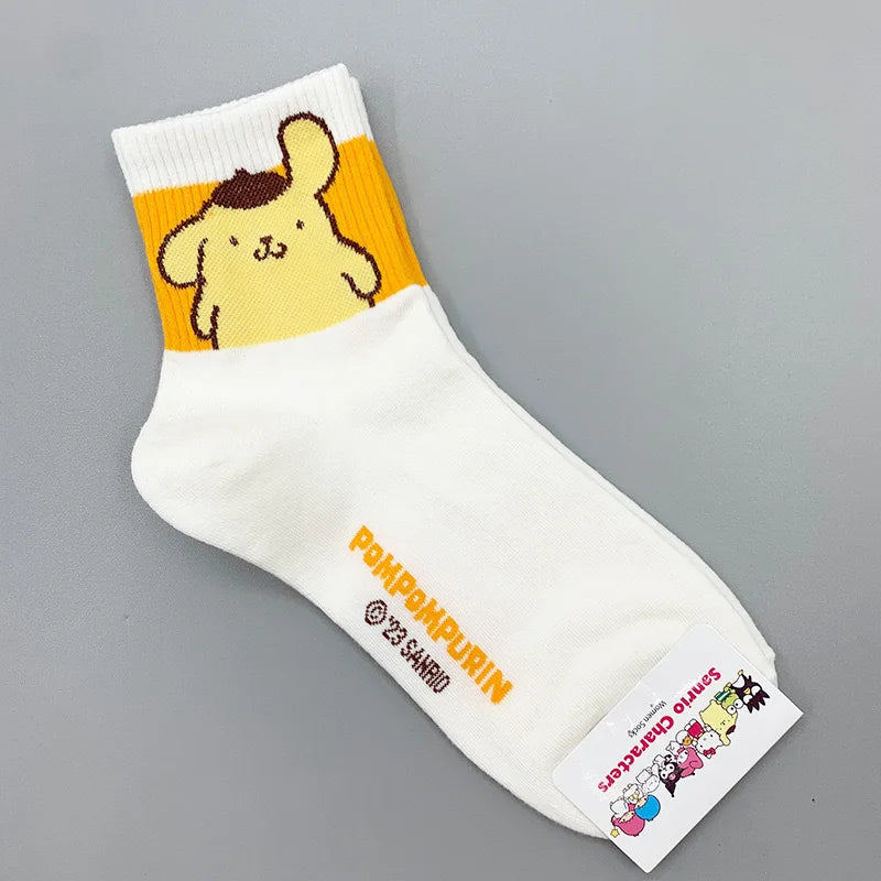 Hello Kitty Y2K Socks for Girls Medium Kuromi Cinnamoroll Socks Kawaii Sanrio Melody Socks Rosered Black White Sock Women Female