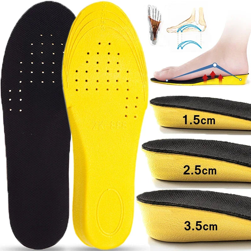 Height Increase Insoles For Men Women Invisiable Heightening Insoles Arch Support Orthopedic Insole Breathable Pads Shoe Padding