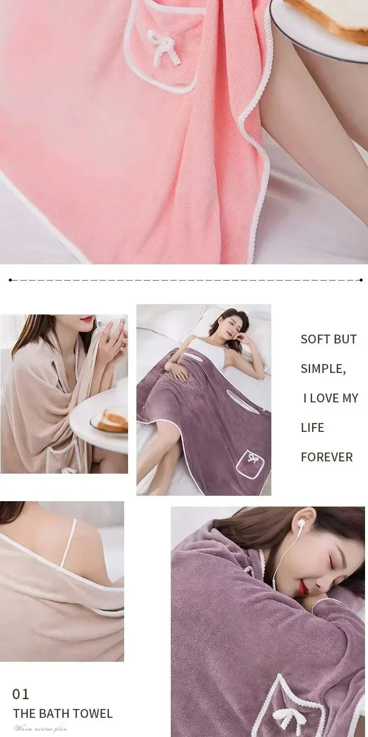 Womens Bath Towels Girls Wearable 140*85Cm Fast Drying Bathing Beach Spa Bathrobes Wash Clothing, Shower Bath And Gym Towel