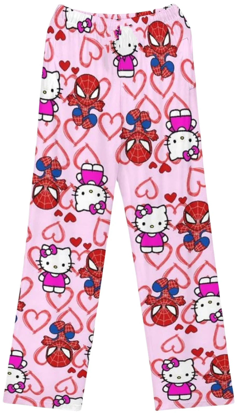 Hello Kitty Spider-Man anime pajama Pants Y2K cartoon loose slacks Family clothing Couple pants Girl gift