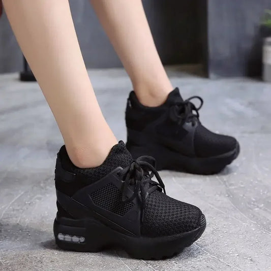 Fashion Women Sneakers Platform Shoes Wedge Women Shoes Breathable Net 9cm High Heel Ladies Walking Shoes Zapatillas De Mujer