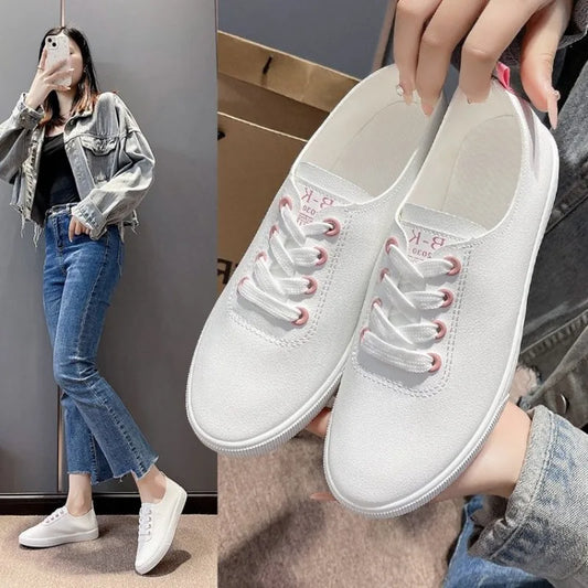 2024 New Flat Shoe Sneakers for Women Shoes Breathable Women's Casual Female Comfor Sneakers Lace Up Solid Color