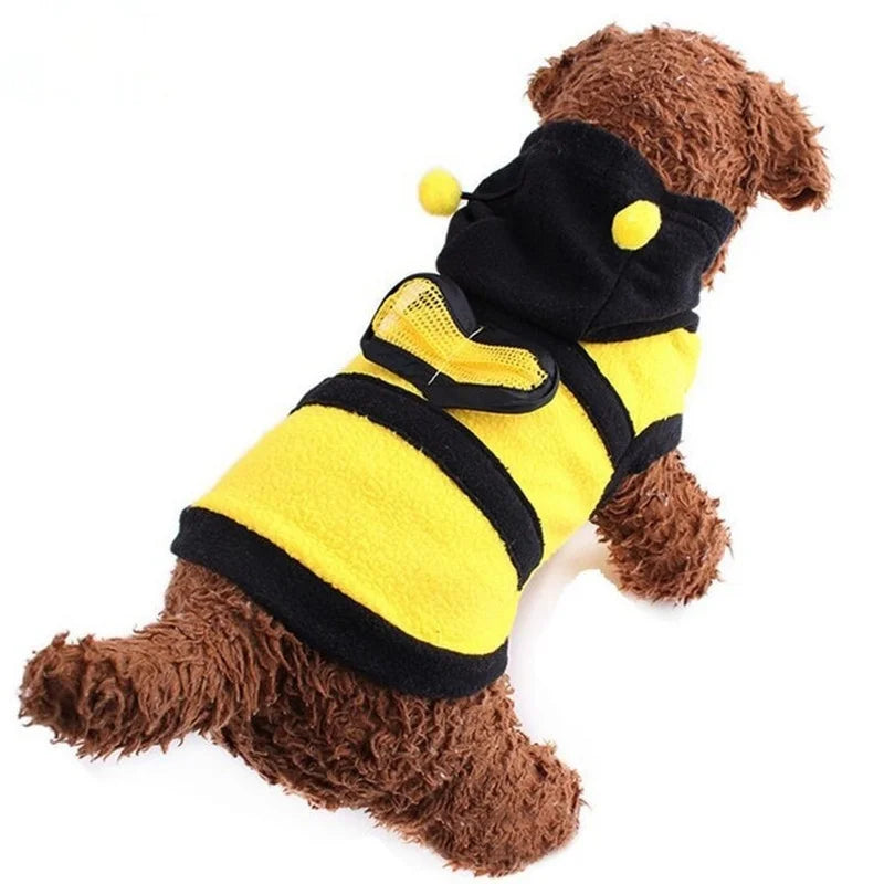 Bee Pet Puppy Coat Apparel Outfit Fleece Clothes Dog Cat Hoodie Fancy Costume  Halloween Cosplay Sweater Dog Hoodies