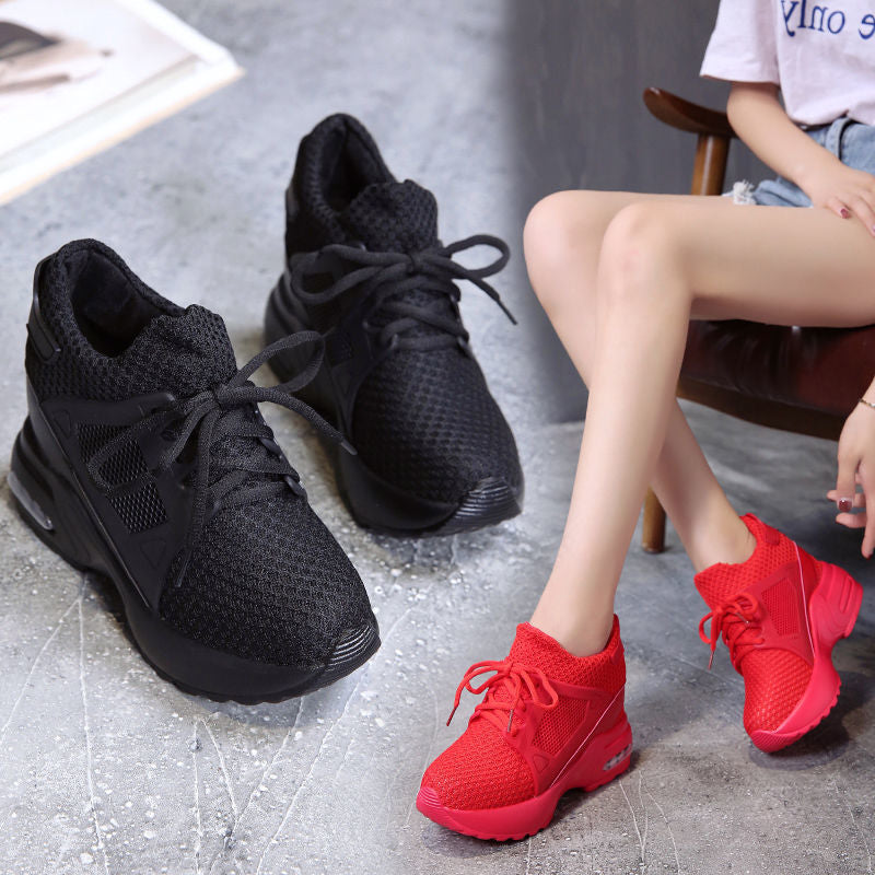 Fashion Women Sneakers Platform Shoes Wedge Women Shoes Breathable Net 9cm High Heel Ladies Walking Shoes Zapatillas De Mujer