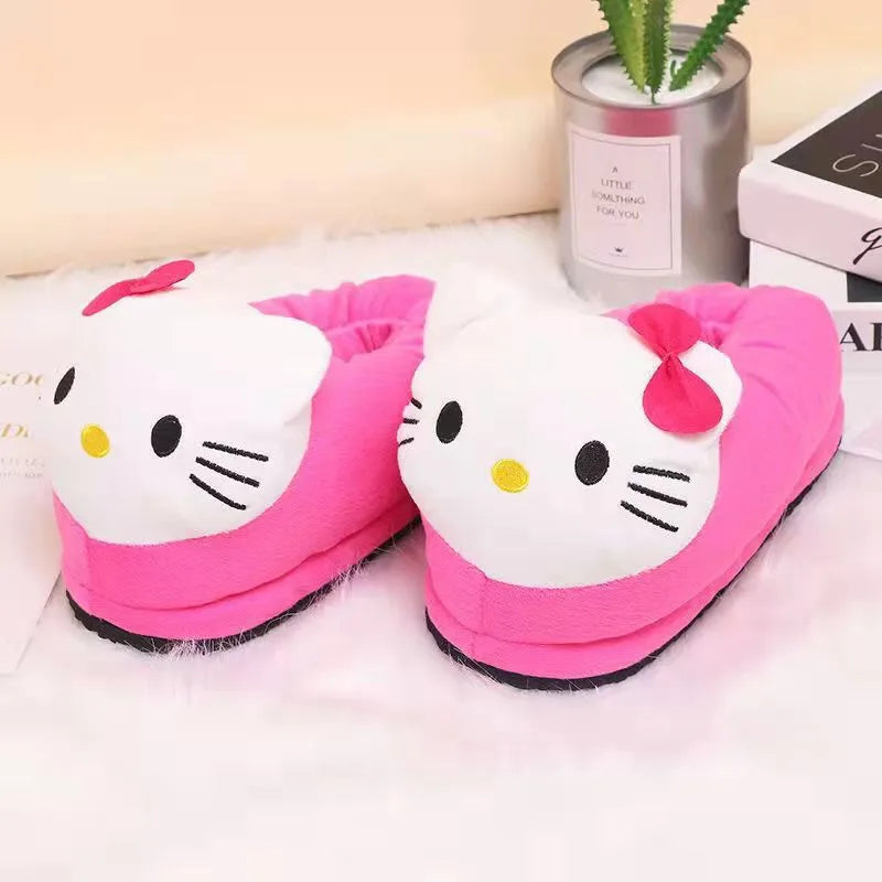 Hello Kitty Cotton Warm Slipper Anime Sanrio Autumn Winter Indoor Shoes Stuffed Doll Girl Women Plush Home Slipper Birthday Gift