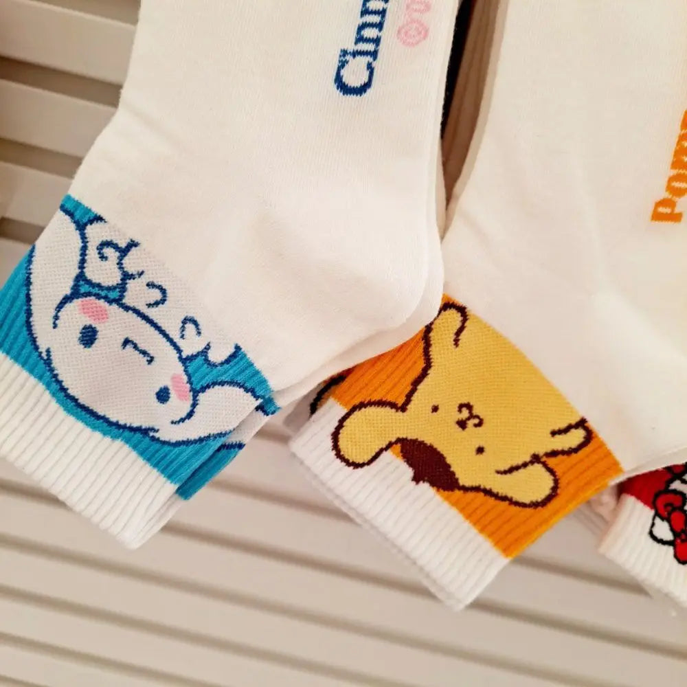 Hello Kitty Y2K Socks for Girls Medium Kuromi Cinnamoroll Socks Kawaii Sanrio Melody Socks Rosered Black White Sock Women Female