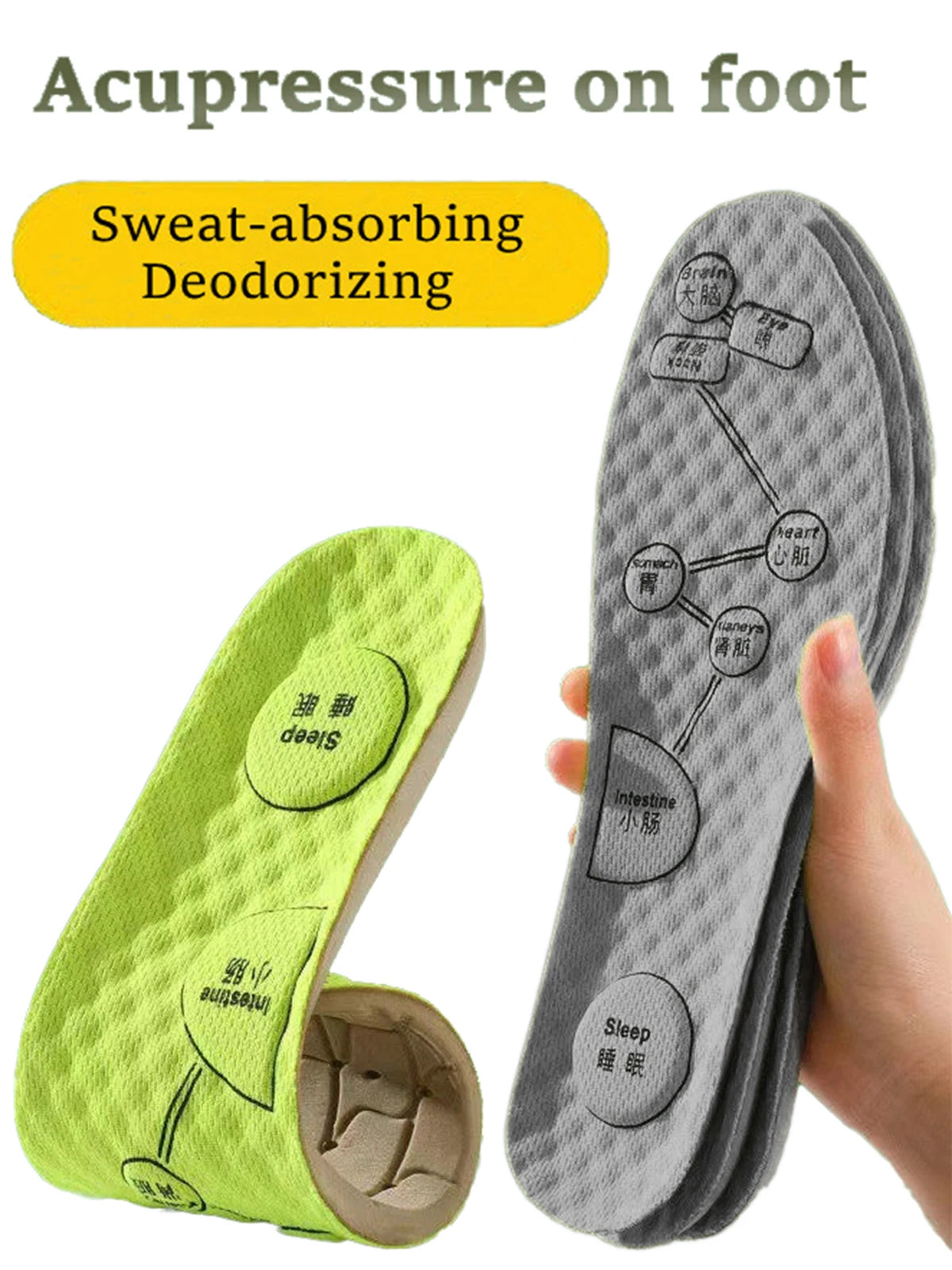 Foot Acupressure Insole Men Women Soft Breathable Sports Cushion Inserts Sweat-absorbing Deodorant Orthopedic Shoe Sole