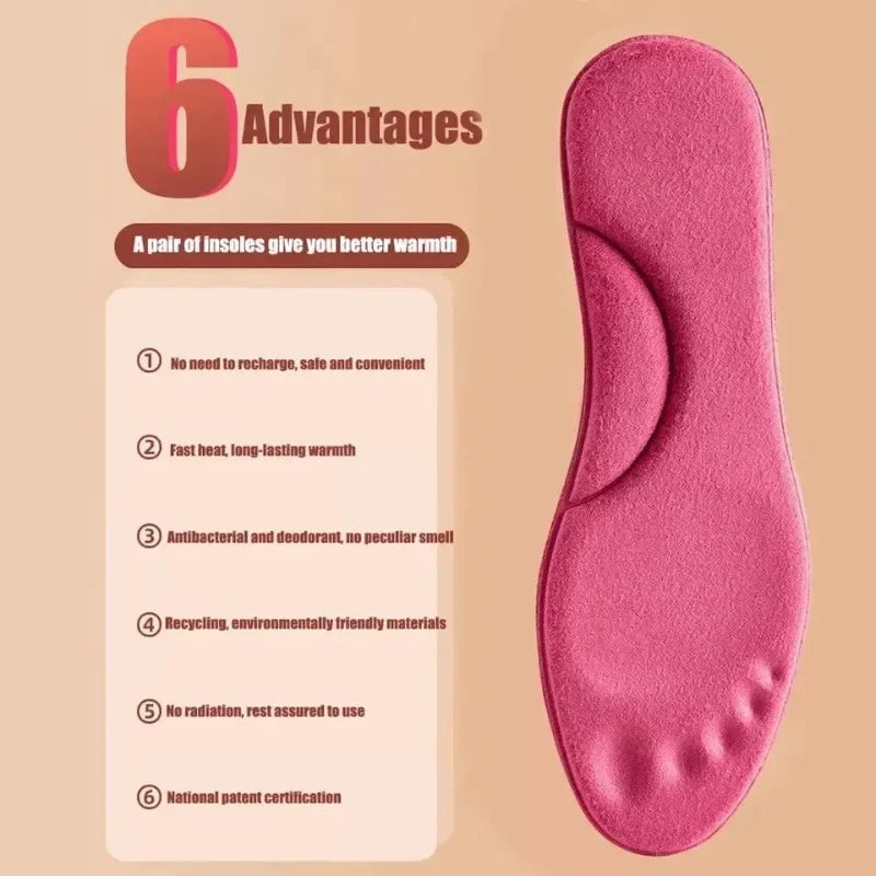 2Pairs Self Heating Insoles Thermostatic Thermal Insole Massage Memory Foam Arch Support Shoe Pad Heated Pads Winter Men Women