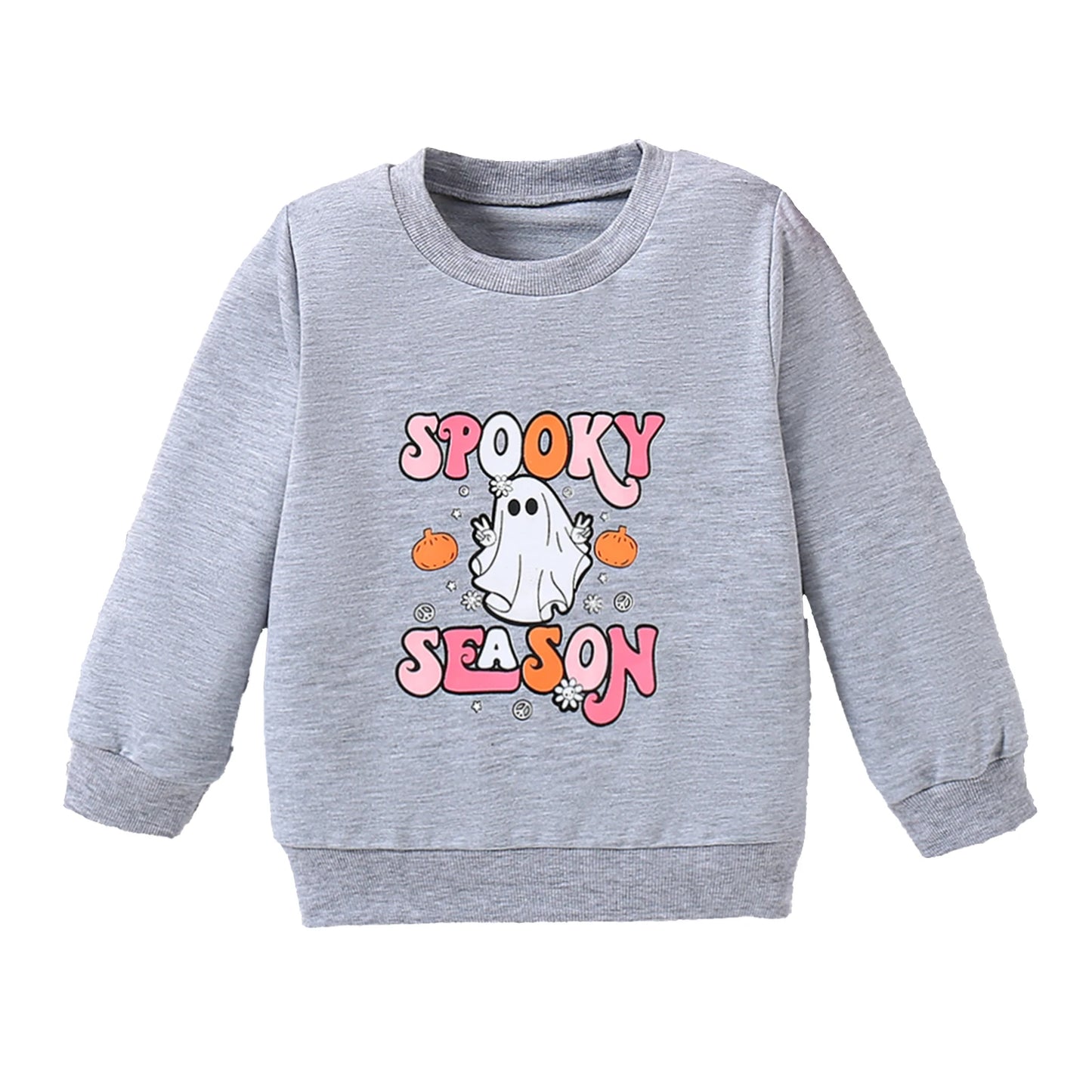 Autumn Halloween Hoodie Baby Girls Cute Cartoon Letter Print Ghost Pumpkin Long Sleeved T-Shirt