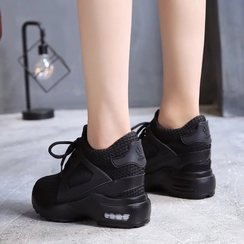 Fashion Women Sneakers Platform Shoes Wedge Women Shoes Breathable Net 9cm High Heel Ladies Walking Shoes Zapatillas De Mujer