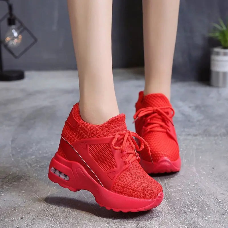 Fashion Women Sneakers Platform Shoes Wedge Women Shoes Breathable Net 9cm High Heel Ladies Walking Shoes Zapatillas De Mujer