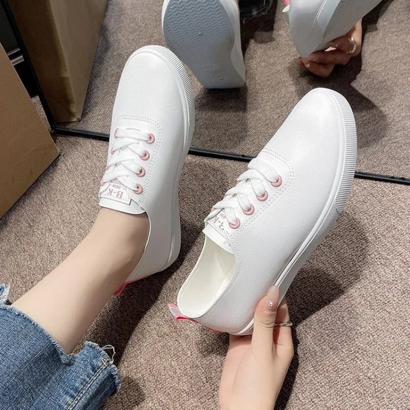 2024 New Flat Shoe Sneakers for Women Shoes Breathable Women's Casual Female Comfor Sneakers Lace Up Solid Color