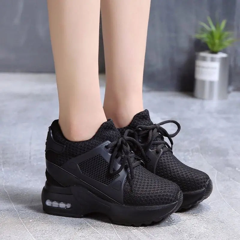 Fashion Women Sneakers Platform Shoes Wedge Women Shoes Breathable Net 9cm High Heel Ladies Walking Shoes Zapatillas De Mujer